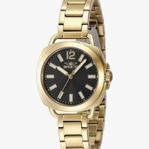 Invicta Gold-Tone Watch with Black Dial